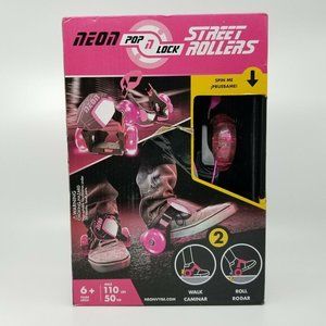 Yvolve Neon Pop N Lock Street Rollers LED Wheels Walk Roll Adj Strap Skates